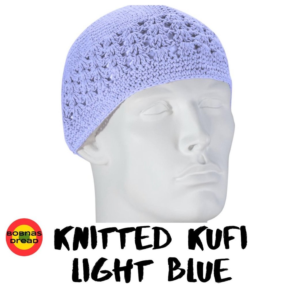 Knitted Men's Kufi Cap - Light Blue